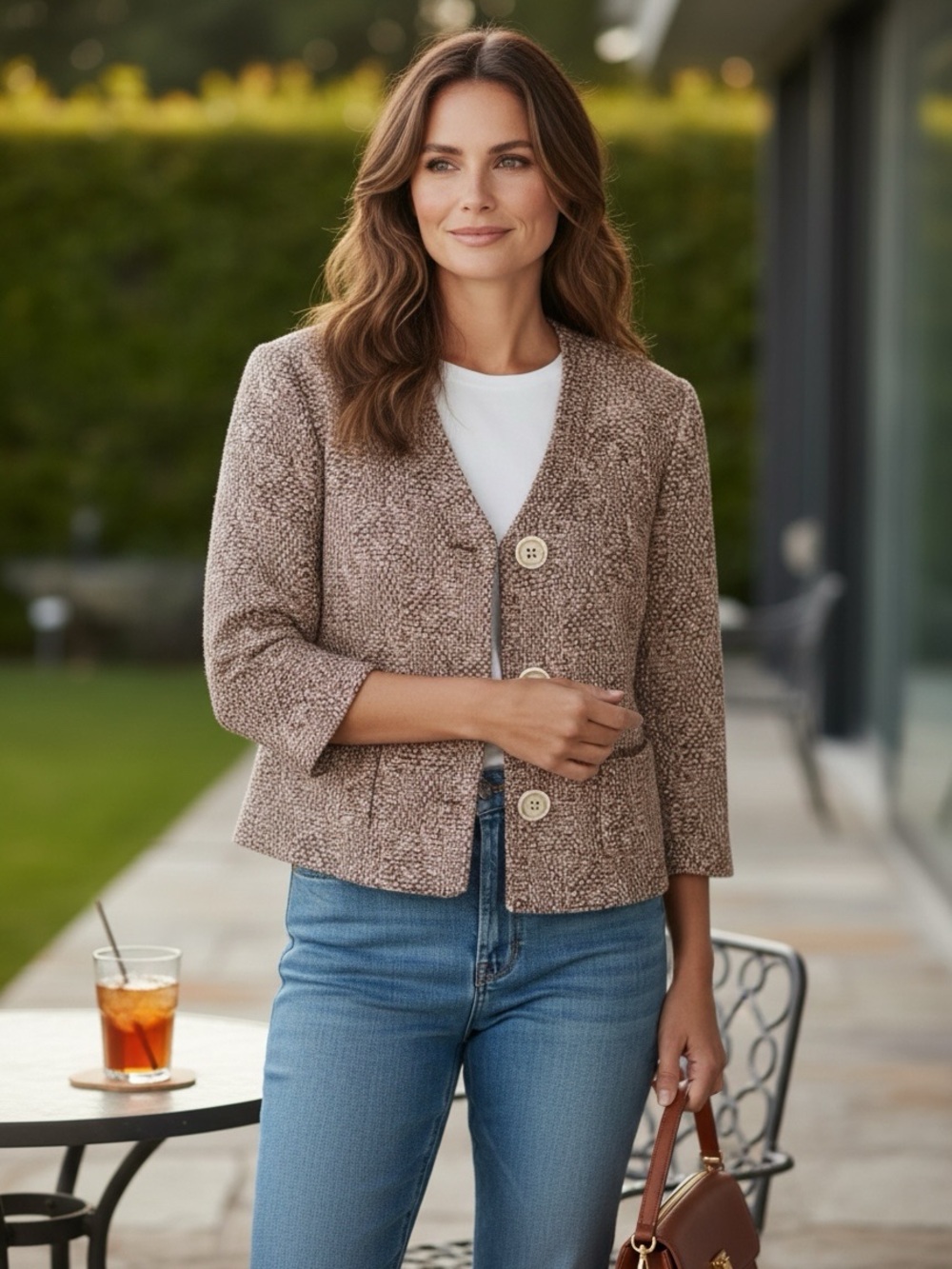 Lafayette 148 Blazer Jacket Women’s Size 10 Cropped Brown Tan